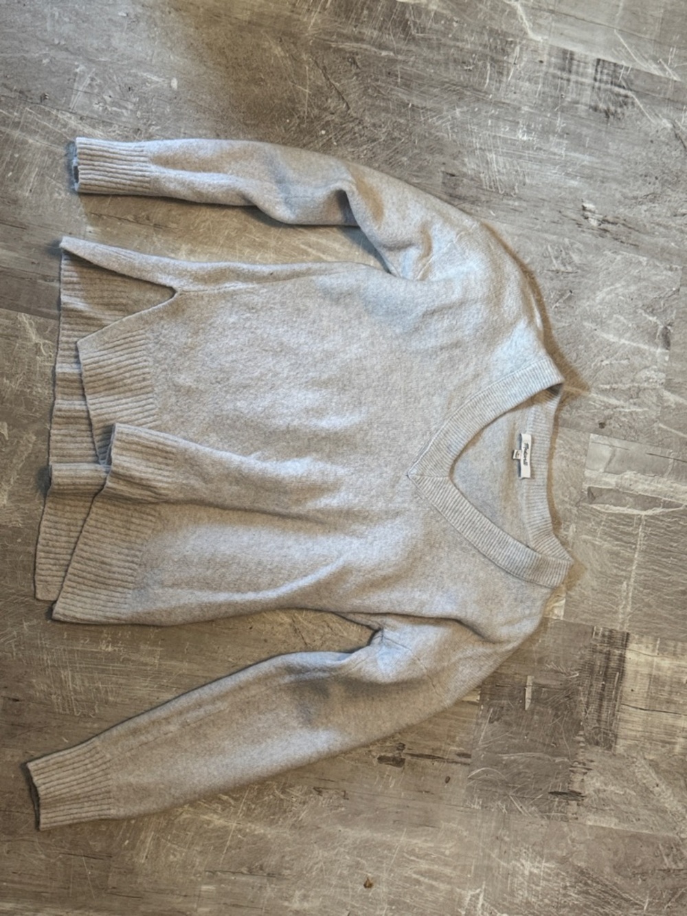 Madewell Light Gray V-Neck Sweater